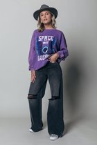 Colourful Rebel Space Trui  Paars Dames - Loose Fit - Katoen - S