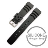 22mm Rubber Siliconen horlogeband Zwart passend op Seiko Citizen 22 mm bandaanzet armband Bandje - Horlogebandje horlogeband