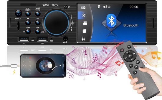 Radio De Voiture Bluetooth 4.0 Écran Tactile 4 Pouces MP5 Avec Télécommande