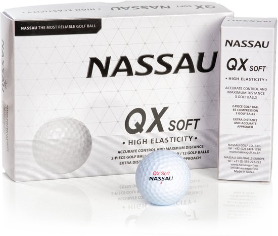 Nassau QX Soft Golfballen 12 Stuks Wit Bestel Nu 