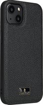 Mobiq Leather Texture TPU Hoesje iPhone 13 Mini | Backcover | Leder look TPU | Schokbestendige hoes voor Apple iPhone 13 Mini (5.4 inch) | Slim Style beschermhoes - Zwart | Zwart