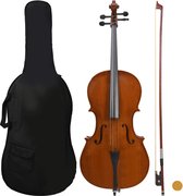 Cello volledige set met tas en natuurlijke haarstrik 4/4" donker hout