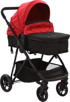 2-in-1 kinderwagen/reiswieg rood en zwart staal