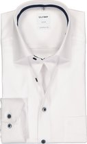 OLYMP Luxor comfort fit overhemd - wit structuur (contrast) - Strijkvrij - Boordmaat: 44