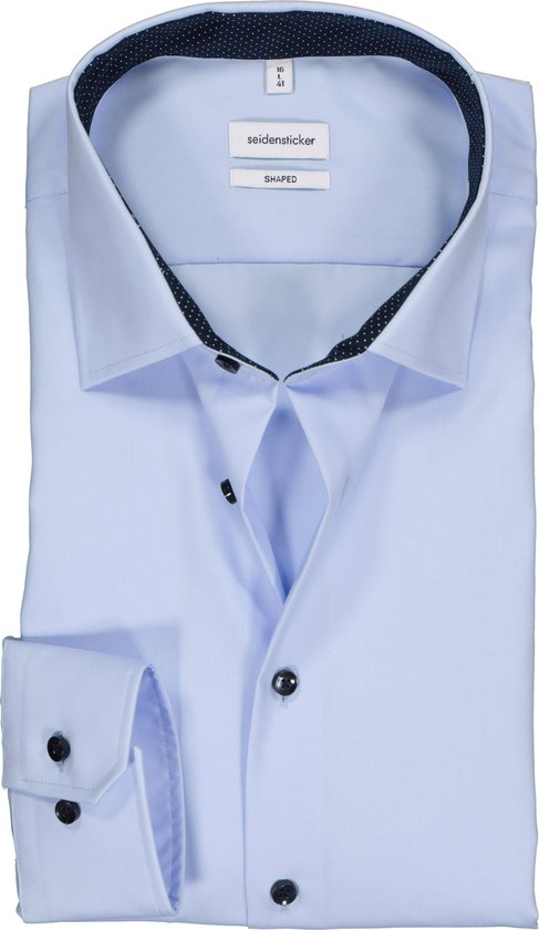 Seidensticker shaped fit overhemd - lichtblauw (contrast) - Strijkvrij - Boordmaat: 44