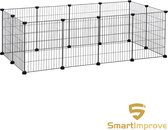 SmartImprove Freewheel - DIY Small Animal House - Small Animal Cage - Puppy Run - Konijn - Cavia - Metalen Rooster - Zwart LPI01H