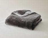 Plaids Cocooning - fleece deken - plaid - Cosy Bicolore Gris Foncé - Grijs - Superzachte fleece - 200 cm x 150 cm