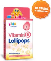 Lollipops Vitamine D aardbeienaroma - Multivitamine Kinderen 3+ - Vegan