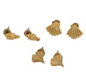 Oorbellen set - Hartjes, zeeschelpjes - 3 Paar - Gold plated - Damesdingetjes