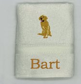 Handdoek met hond en naam 50 x 100 cm