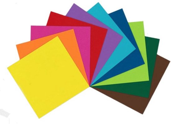 Vouwblaadjes met voorbeelden | 16 x 16 cm | Origami papier | 100 vellen | 10 kleuren | Knutselen