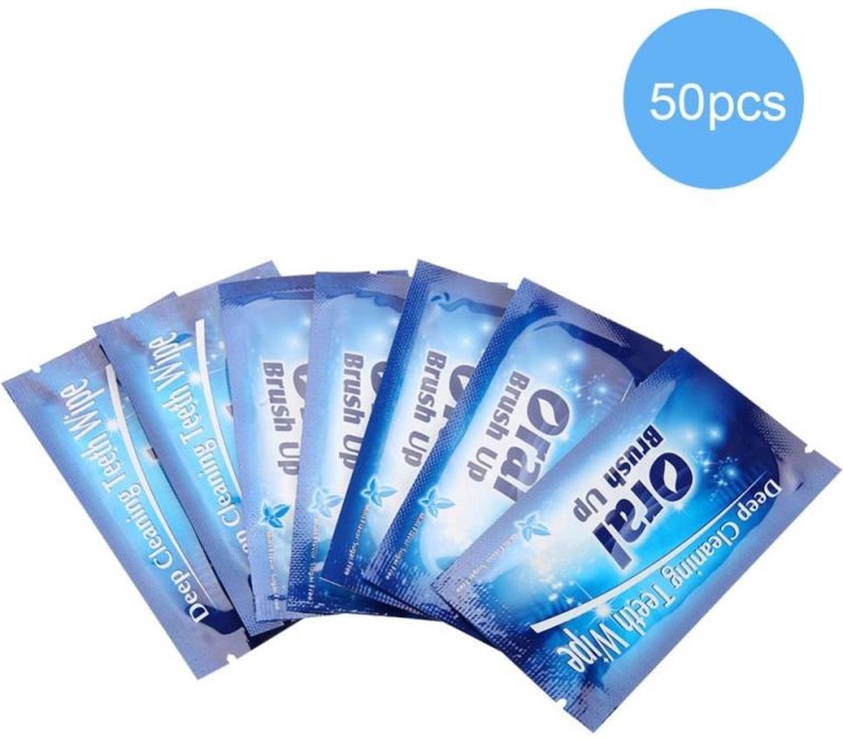 50 stuks Oral Brush Up Vingerpoetsdoekje - handig voor onderweg - voor gebruik tijdens tanden bleken