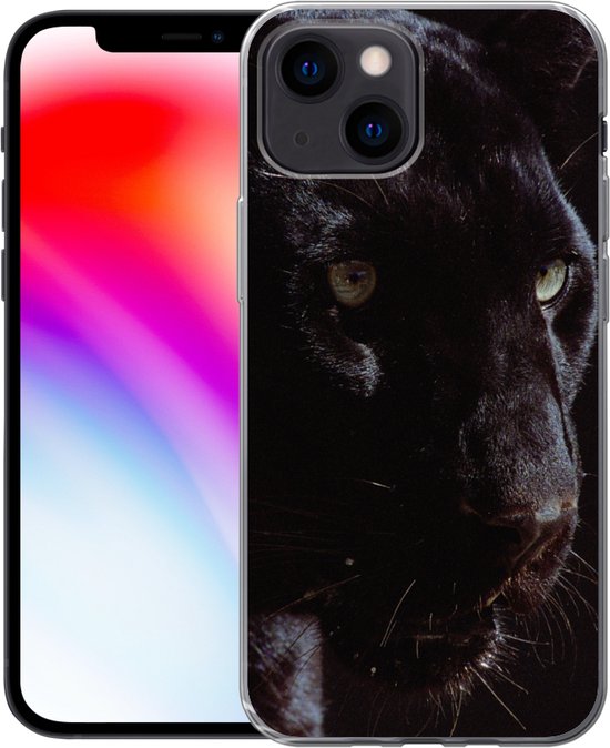 Coque iPhone 13 mini - Panthère - Animal - Zwart - Siliconen - Sinterklaas - Noël - Cadeaux - Cadeaux de chaussures