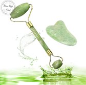 Jade roller + Guasha schraper - Jaderoller - Gua sha steen - Gezichtsmassage - Anti-aging - Gezichtsroller