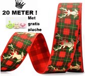 20 meter lint met gratis pluche thema Kerstmis en Eindejaar ***prima kwaliteit***|Kerstlint | Cadeaulint | Rood Goud