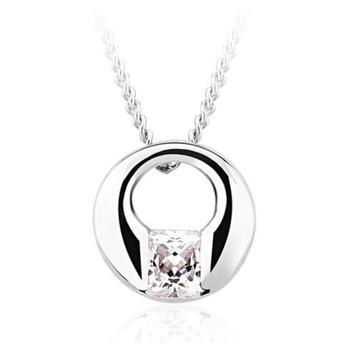 Bijoux by Ive - Ketting en Hanger - Verzilverd - Cubica zirconia - ca 4mm