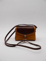 SENSE Schoudertas Luisa geel / bruin - Italiaanse Crossbody bag - Toscaanse leer