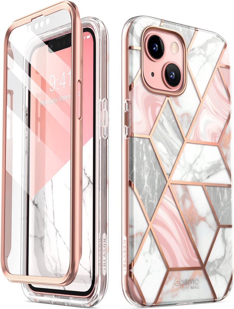 Supcase Cosmo Case Marble hoesje voor iPhone 13 mini - rose gold