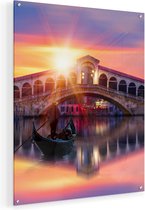 Artaza Glasschilderij - Gondel bij de Rialtobrug in Venetië, Italië - 60x75 - Plexiglas Schilderij - Foto op Glas