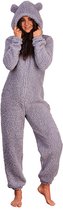 Onesie, Jumpsuit "Teddy Grey" fluffy hooded supersoft