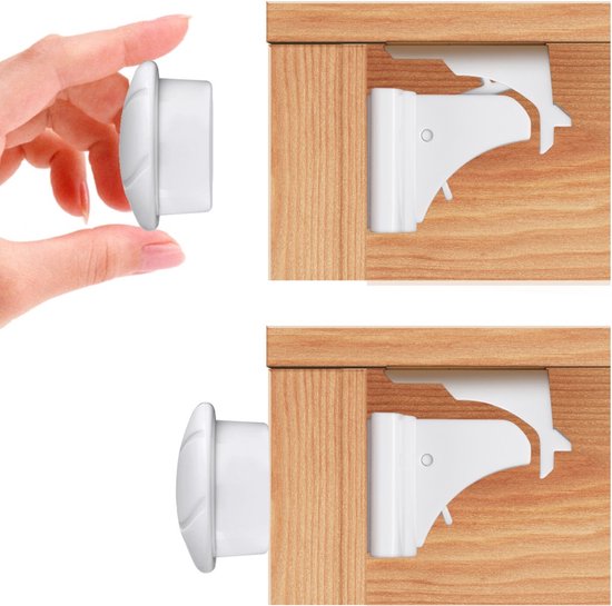 Kastbeveiliging Zonder Boren AOSITE Magnetische Kinderveiligheidsloten - 20 Stuks 4 Sleutels, Geen Boren Nodig Onzichtbaar Slot Zonder Boren