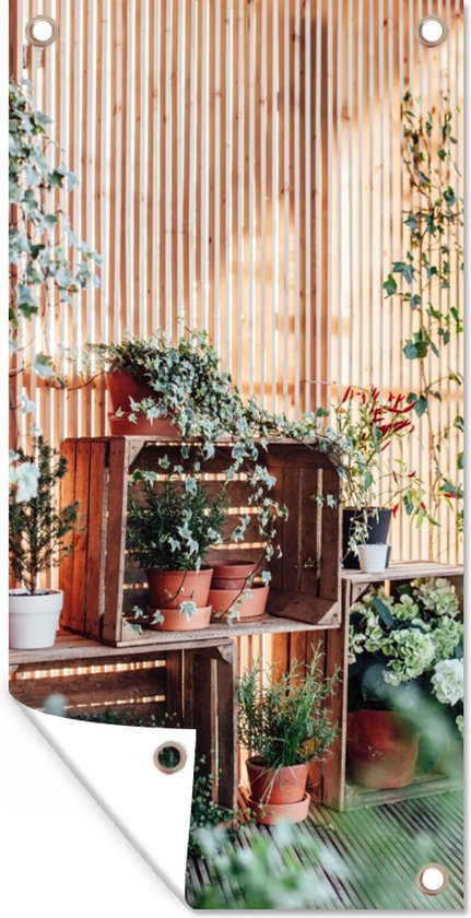 Affiche clôture Plantes dans un placard - 100x200 cm - Toile de jardin