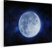 Artaza Glasschilderij - Volle Maan in de Ruimte - 80x60 - Plexiglas Schilderij - Foto op Glas