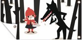 Poster de jardin Le Petit Chaperon Rouge - Loup - Forêt - 60x30 cm - Toile de jardin - Poster extérieur
