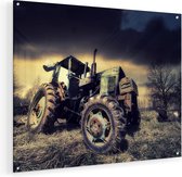 Artaza Glasschilderij - Oude Tractor op het Grasveld - Trekker - 75x60 - Plexiglas Schilderij - Foto op Glas