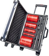 Carat Diamantboorset baksteen & kalkzandsteen Ø32-52-82-112-132mm + adapters in aluminium transportkoffer - HTESET0000