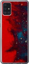 Geschikt voor Samsung Galaxy A52 5G hoesje - Inkt - abstract - Rood - Blauw - Siliconen Telefoonhoesje