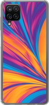 Geschikt voor Samsung Galaxy A12 hoesje - Veren - Regenboog - Neon - Abstract - Siliconen Telefoonhoesje