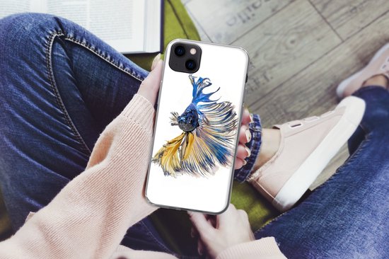 Coque iPhone 13 mini - Poisson - Staart - Blauw - Siliconen