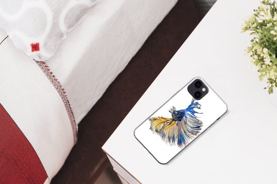 Coque iPhone 13 mini - Poisson - Staart - Blauw - Siliconen