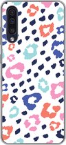 Geschikt voor Samsung Galaxy A50 hoesje - Panterprint - Pastel - Kleuren - Siliconen Telefoonhoesje