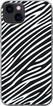 Geschikt voor iPhone 13 hoesje - Dierenprint - Zebra - Zwart - Siliconen Telefoonhoesje