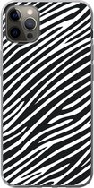 Geschikt voor iPhone 13 Pro Max hoesje - Dierenprint - Zebra - Zwart - Siliconen Telefoonhoesje