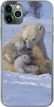 Geschikt voor iPhone 11 Pro Max hoesje - IJsberen - Sneeuw - Wit - Siliconen Telefoonhoesje