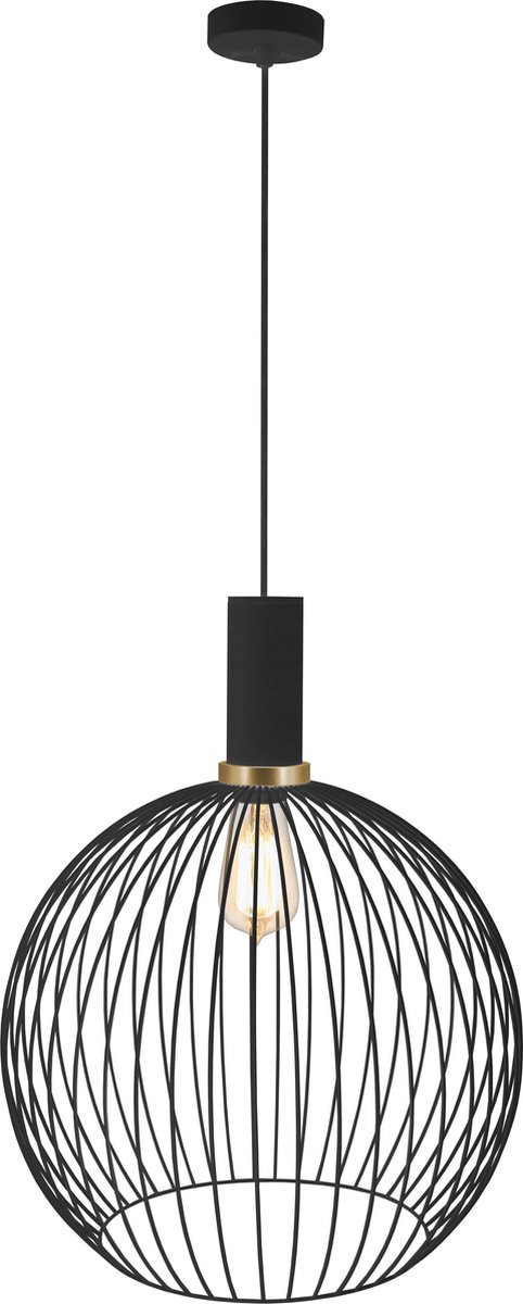 FANTASIA OONAH PENDEL ZWART/GOUD 1XE27 D450XH550 + 3M KABEL ZWART STOF