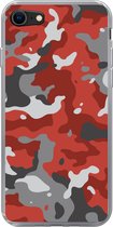 Geschikt voor iPhone 8 hoesje - Rood met grijs camouflage patroon - Siliconen Telefoonhoesje
