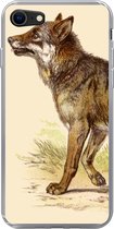Geschikt voor iPhone 8 hoesje - Wolf - Roofdier - Planten - Siliconen Telefoonhoesje