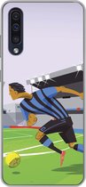 Geschikt voor Samsung Galaxy A30s hoesje - Een illustratie van spelers die voetballen in een stadion - Jongetje - Meisjes - Kinderen - Siliconen Telefoonhoesje
