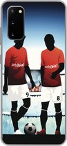 Geschikt voor Samsung Galaxy S20 hoesje - Een illustratie van twee voetballers in een stadion - Jongens - Meiden - Kids - Siliconen Telefoonhoesje