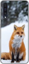 Geschikt voor Samsung Galaxy A30s hoesje - Vos - Sneeuw - Bos - Siliconen Telefoonhoesje