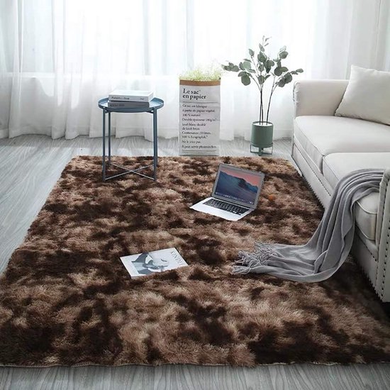 tapijt-pluizig tapijt-antislip dikke slaapkamer tapijten-bruine vloer zachte... |