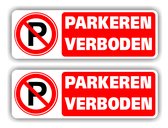 Parkeren verboden, sticker set van 2 verkeersbord stickers.