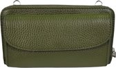 Lederen crossbody portemonnee met gsm vak kaki