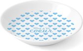 MILL'O BÉBÉ Diep bord van witte melamine met decor Little Blue Hearts