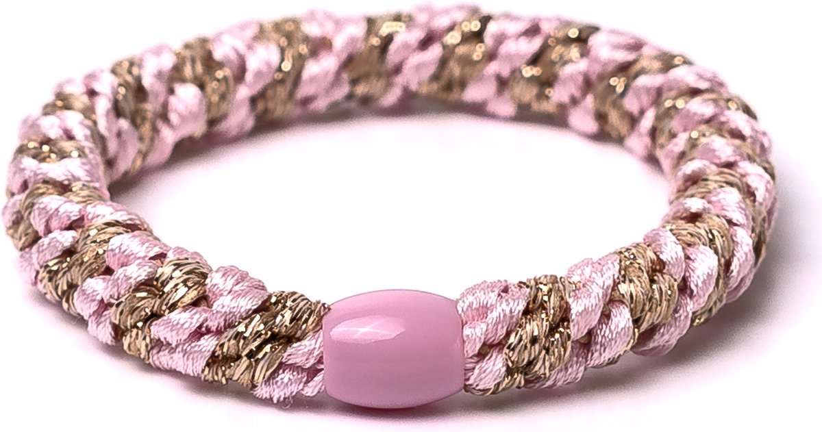 Banditz Haarelastiekje en armbandje 2-in-1 baby pink gold twist | DEZELFDE DAG VERZONDEN (vóór 15.00u besteld)