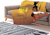 Zethome - Bankhoes - 180x180 cm - Sofa Cover- Chenille Stof - Bank hoes - Bank beschermer - Digital Printed - Afrikaans Meisje
